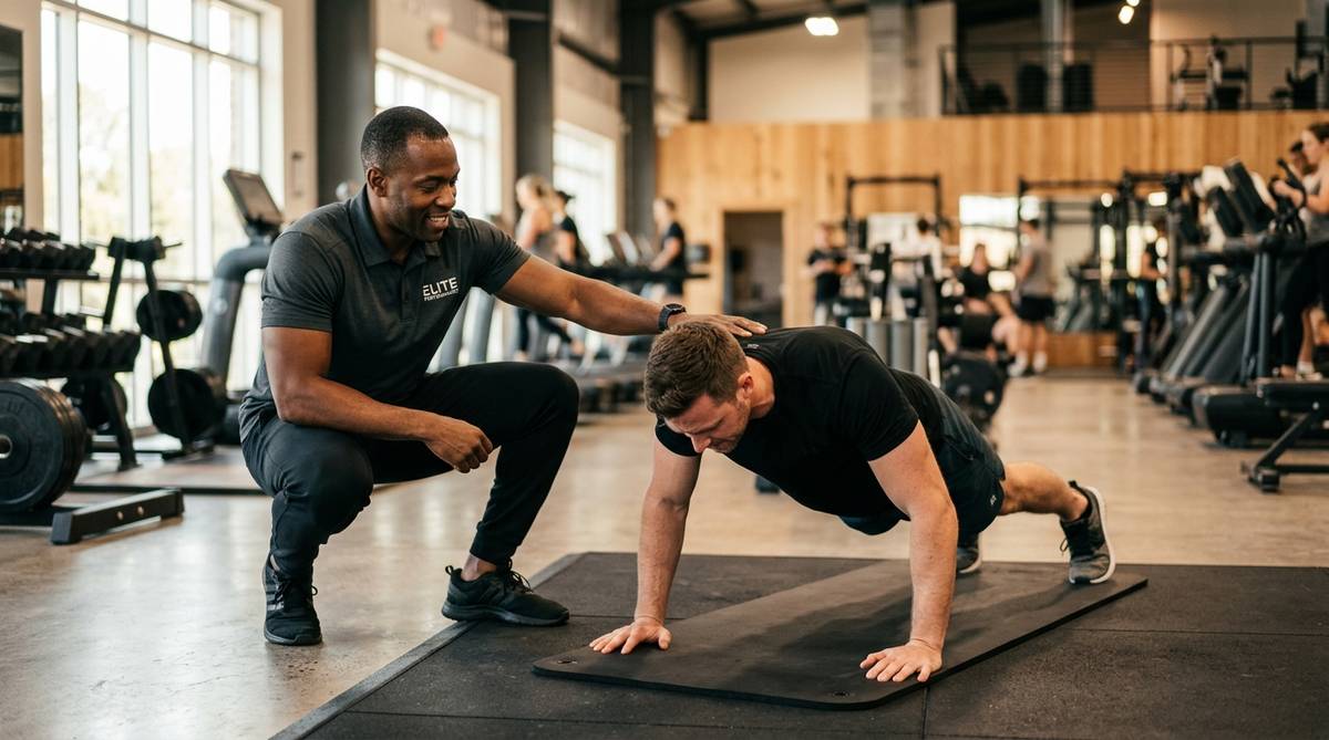 Fitness Trainer Guiding Workout